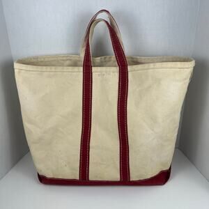 VTG Canvas LL Bean Boat and Tote 70s 80s Early Side Label LARGE 22" W x 15.5" H